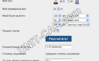 Алкогольный калькулятор / алкотестер